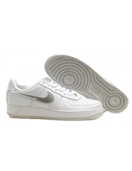 NIKE AIR FORCE ONE BLANCAS PLATEADAS BAJAS/LOW